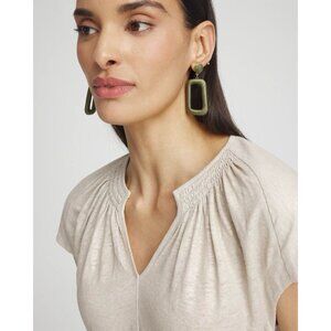 CHICO'S Women's Beige Metallic Cap Sleeve Tee Top Size 4 US XXL